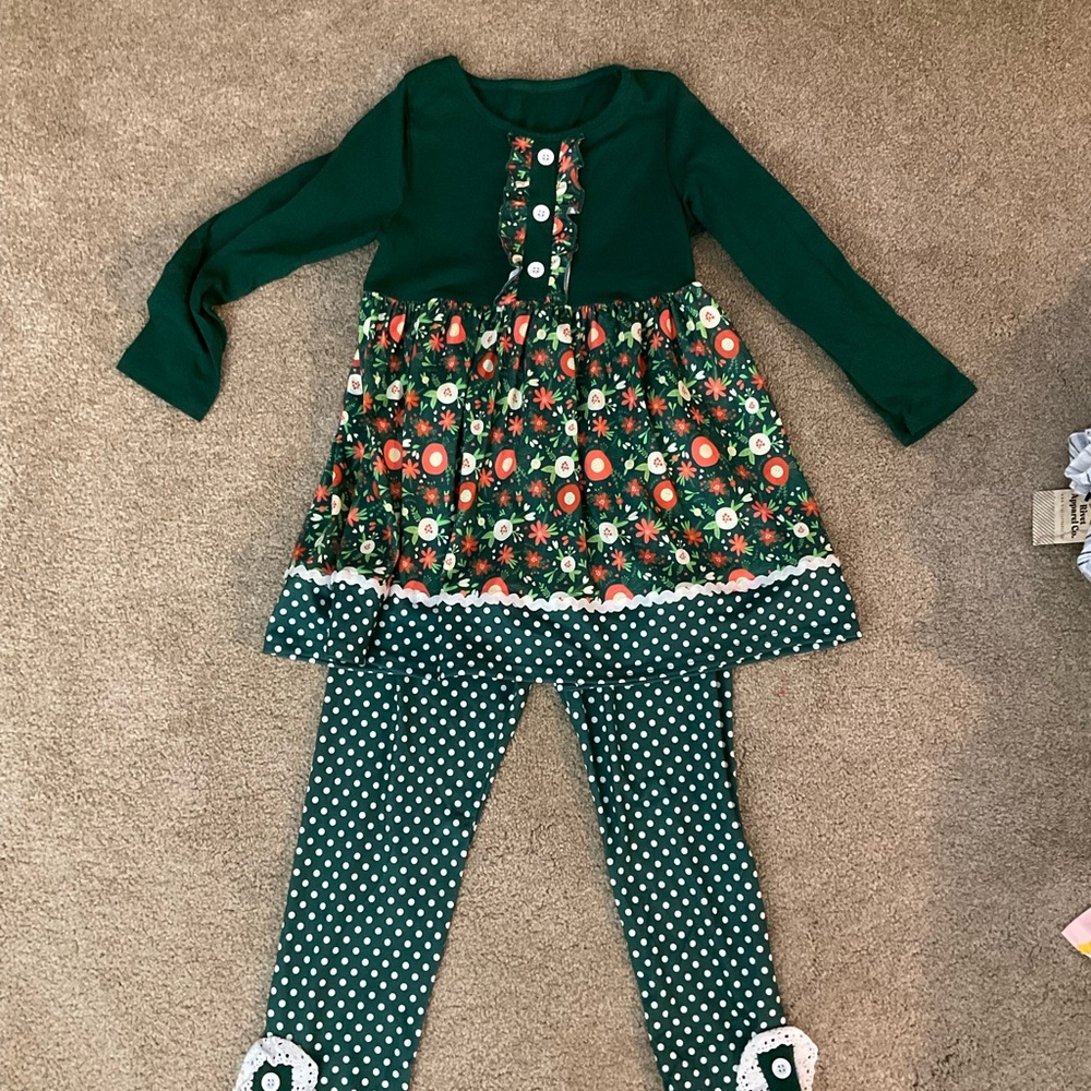 Kids Green Floral Costume Set